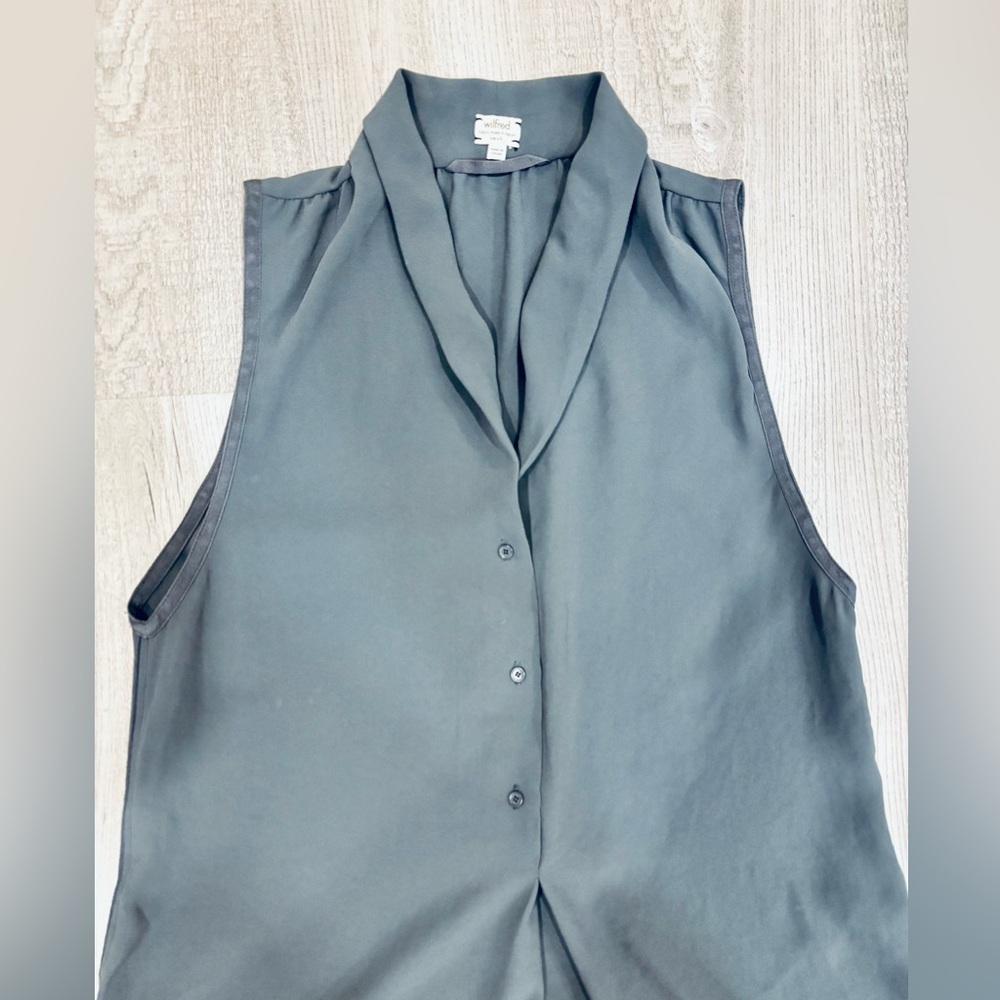 Aritzia Wilfred Freja Gray Sleeveless Blouse Small - Picture 3 of 8